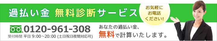 過払い金無料診断サービス　0120-961-308